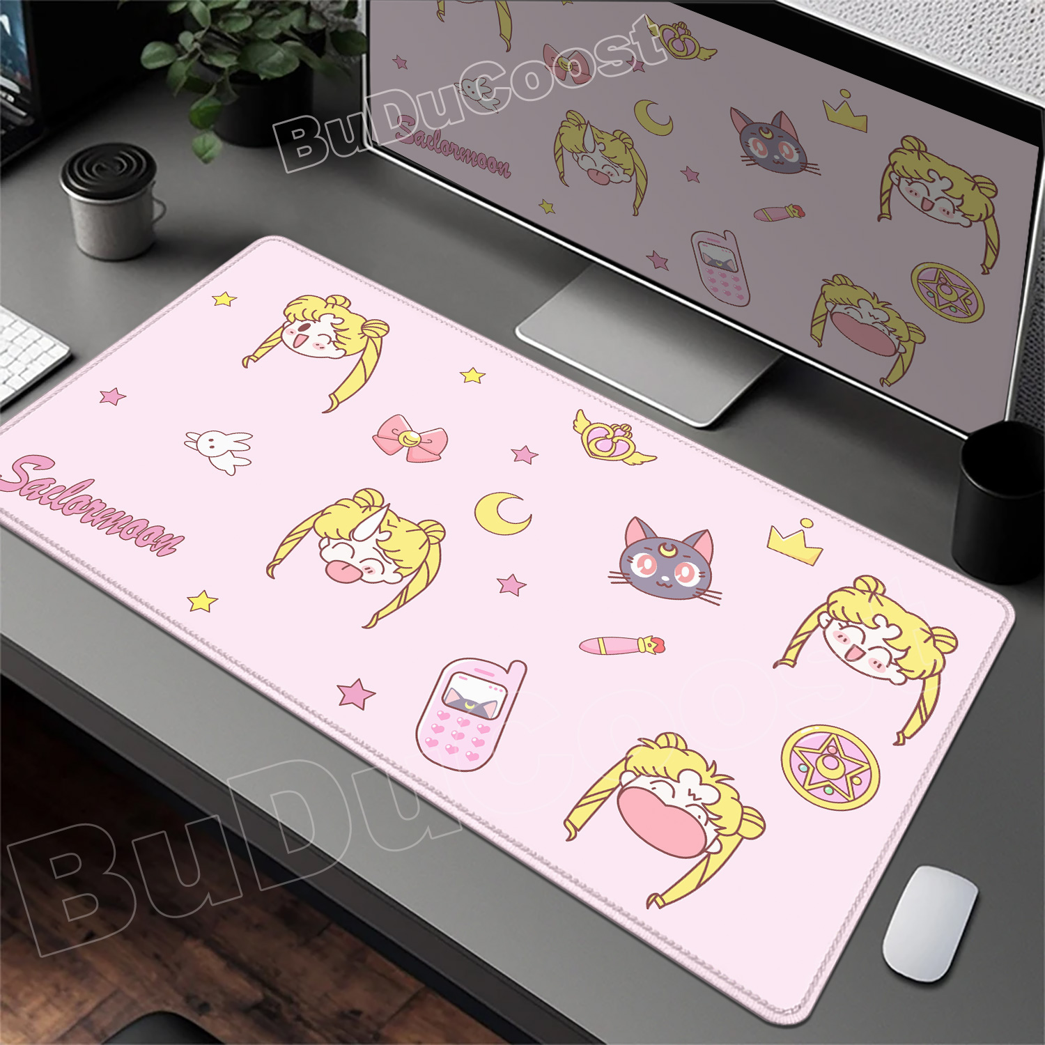 Pc Gaming Pink - Alfombrilla de Escritorio Rosa con Diseño