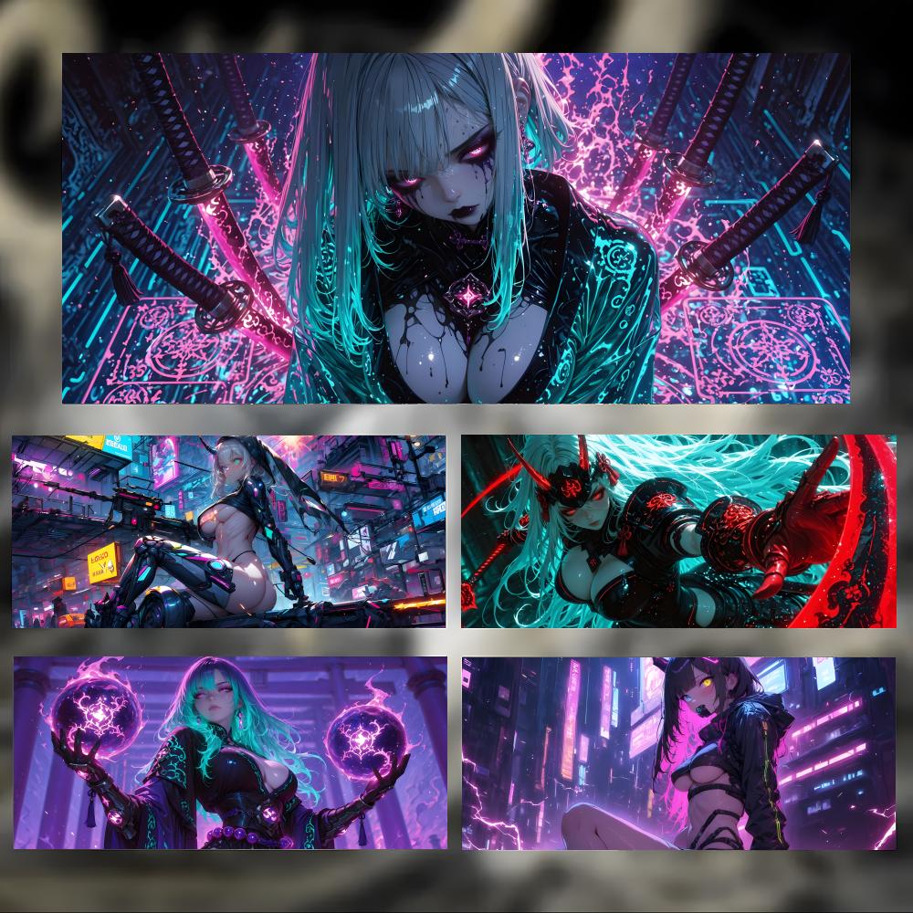 Pc Gaming Girl - Alfombrilla de ratón Cyberpunk con diseño