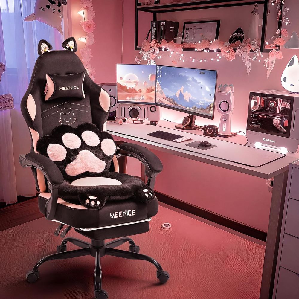 Pc Gaming Pink - Silla de Juego Rosa con Orejas